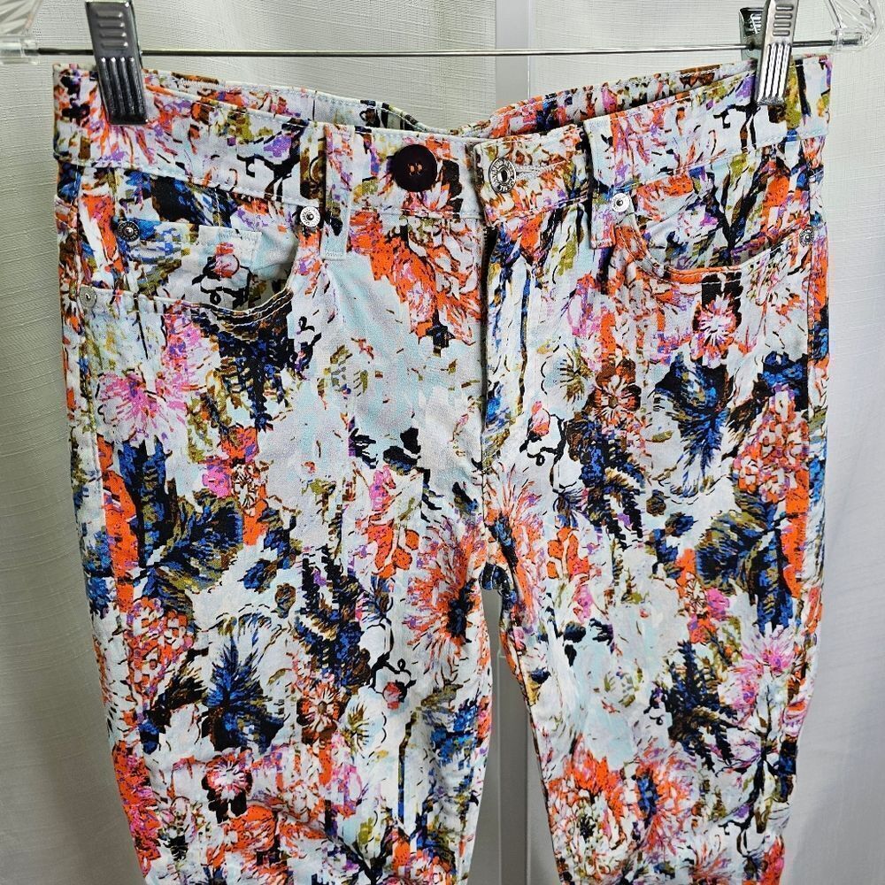 7 For All Mankind The Ankle Skinny Jeans in Floral Haze Size 28 - Picture 4 of 12